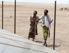 men with solar panel, awash, Ethiopia